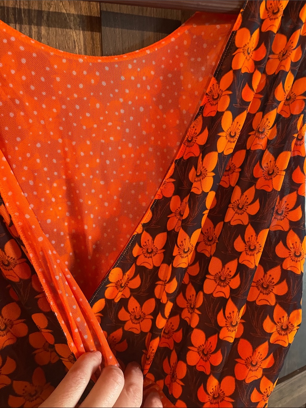 CAbi Orange Floral A-Line Dress on Black - Picture 4 of 4